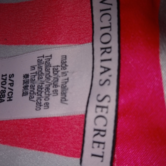 Victorias Secret S Satin Coral Stripe Sleep Top - Picture 2 of 8